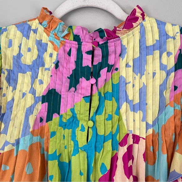 Crosby by Mollie Burch Elsie Pleated Ruffle Sleeve Top Patchwork Poppy Floral - Picture 7 of 8